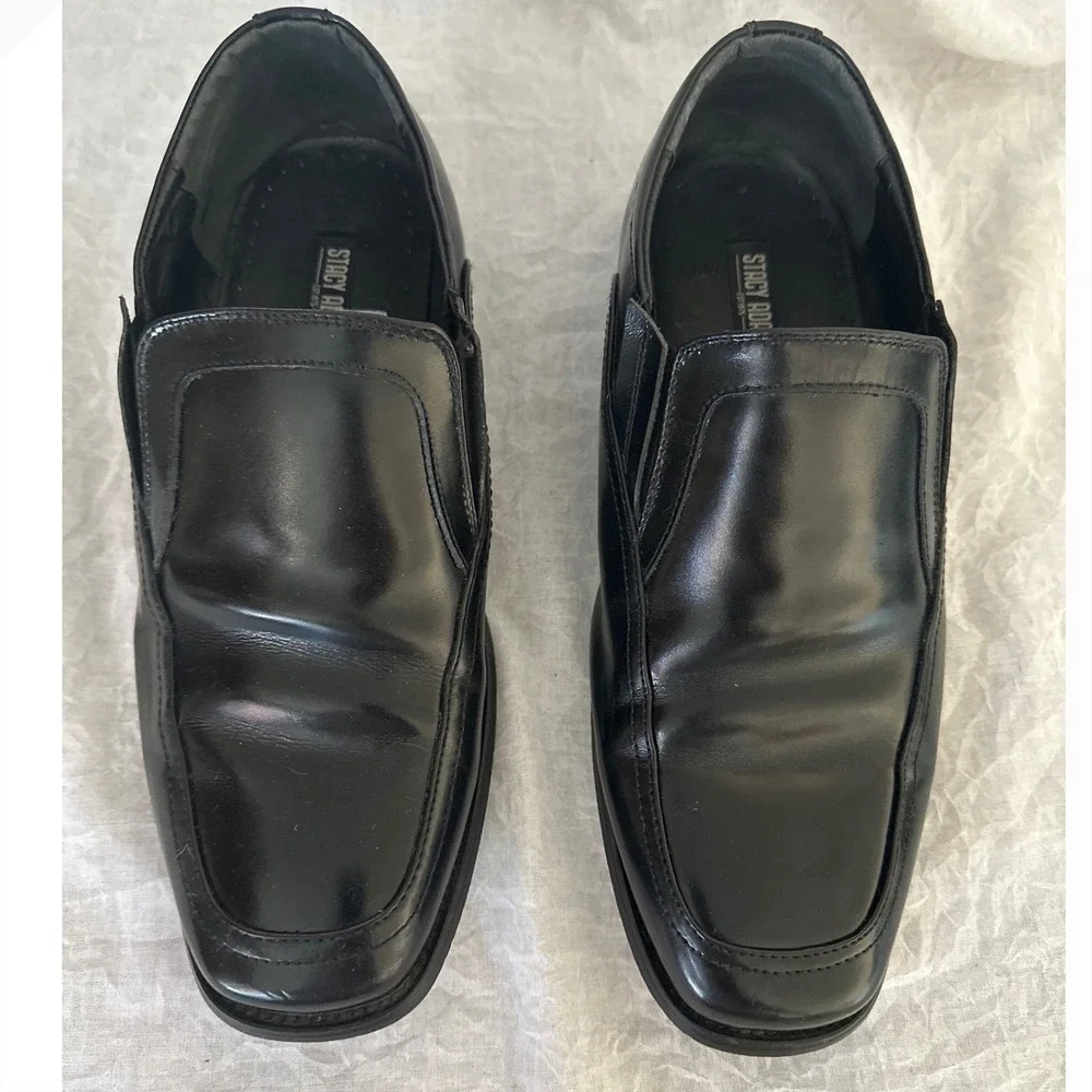 Stacy Adams Slip On Loafers Dress Shoes Square Toe Black Leather Size‎ Men's 10W